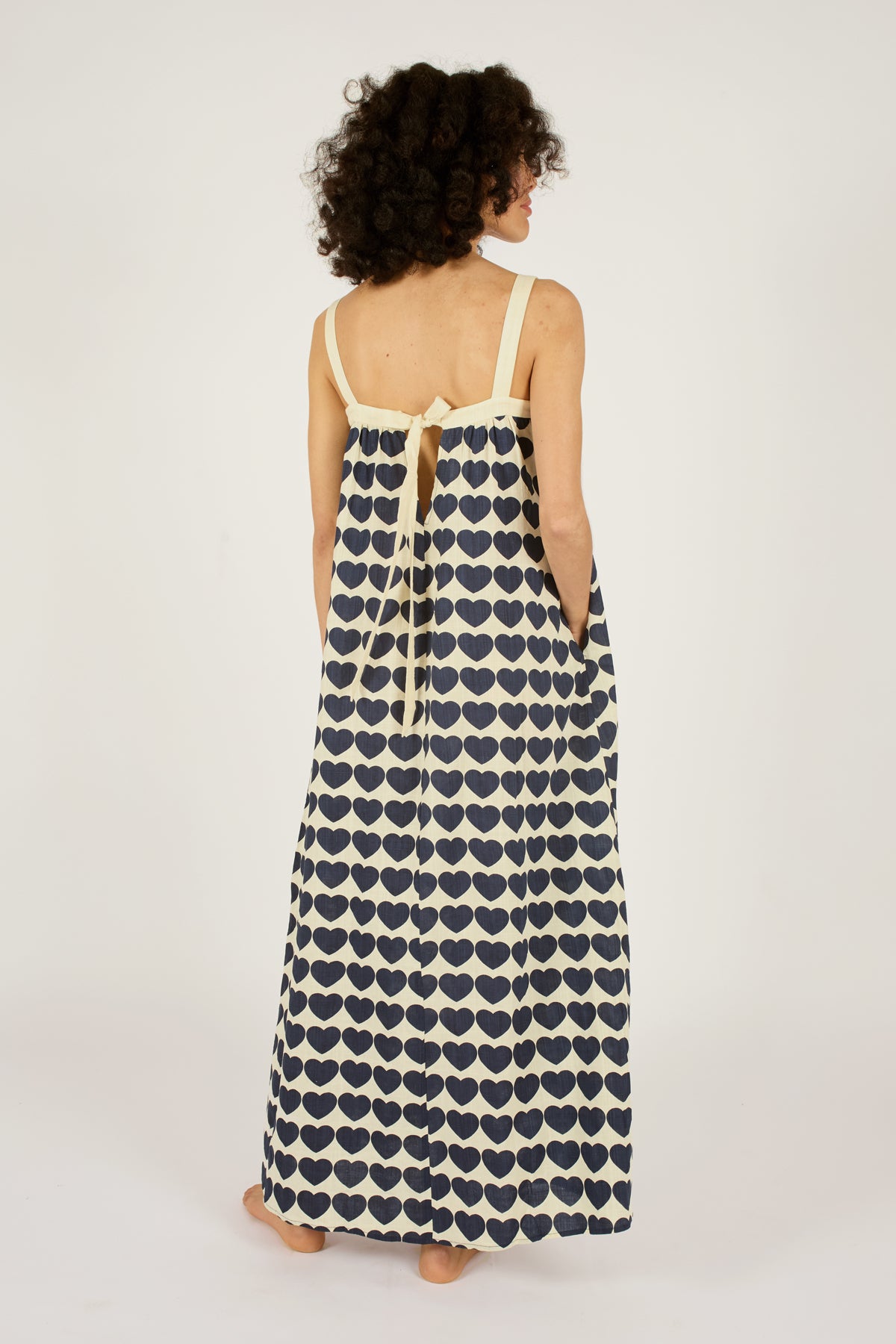 Thandie Dress in Navy Hearts