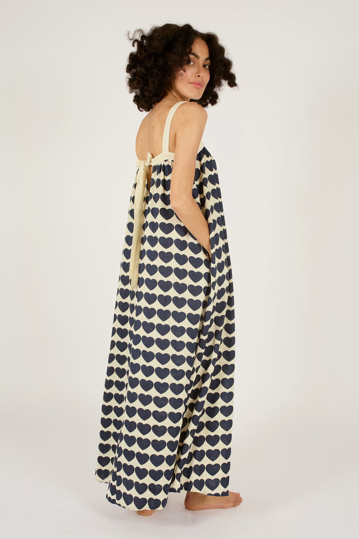 Thandie Dress in Navy Hearts