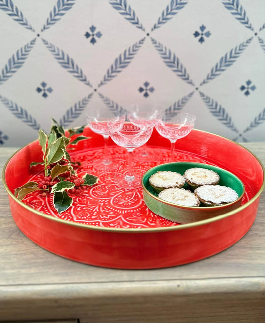 Large Round Red Tray