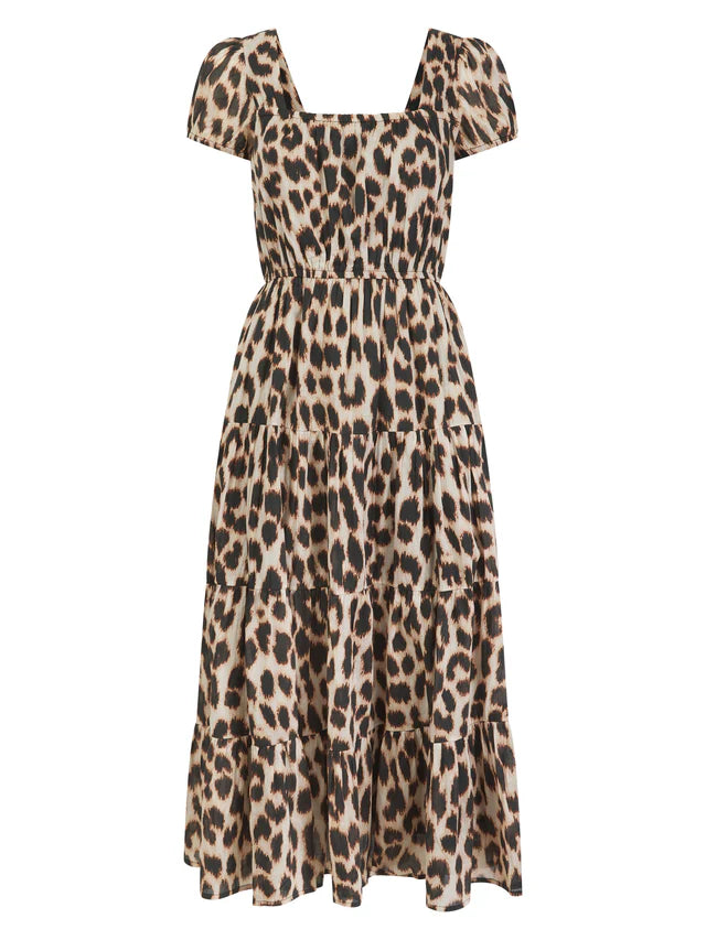 Martha Tiered Dress in Leopard