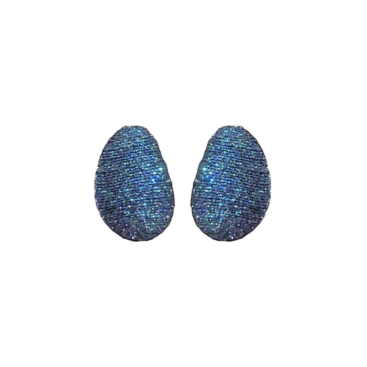 Navy Shimmer Small Woven Pebble Earrings