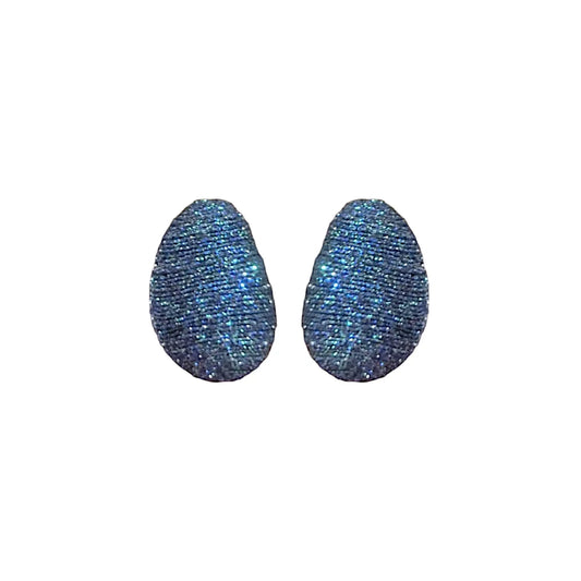 Navy Shimmer Small Woven Pebble Earrings