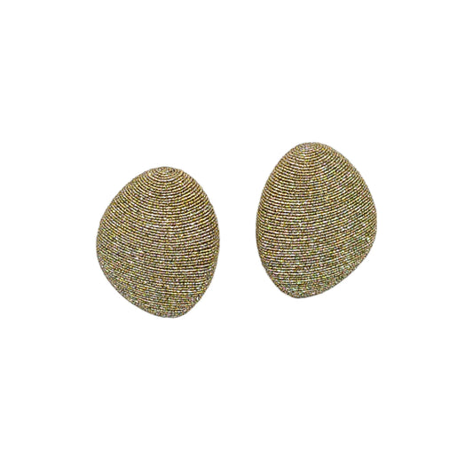 Gold Shimmer Large Woven Pebble Earrings