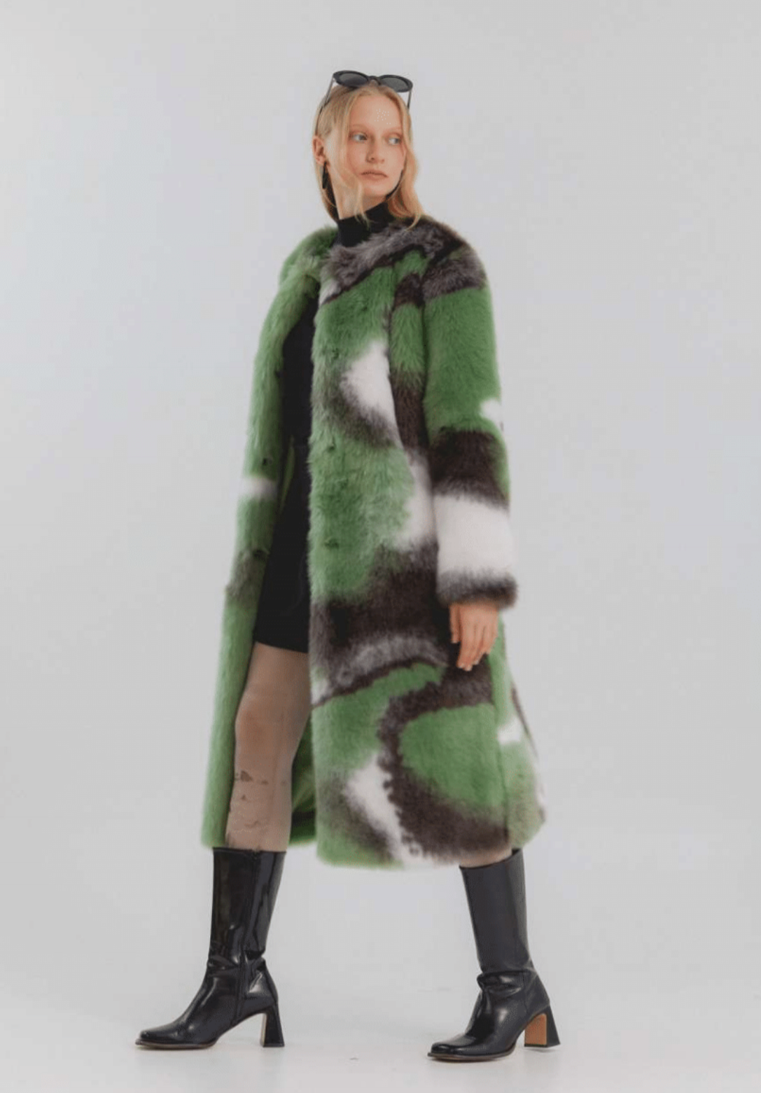 Lungo Pistachio Faux Fur Long Coat