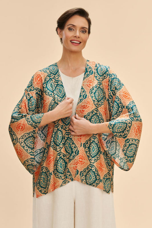 Cream Batik Kimono Jacket