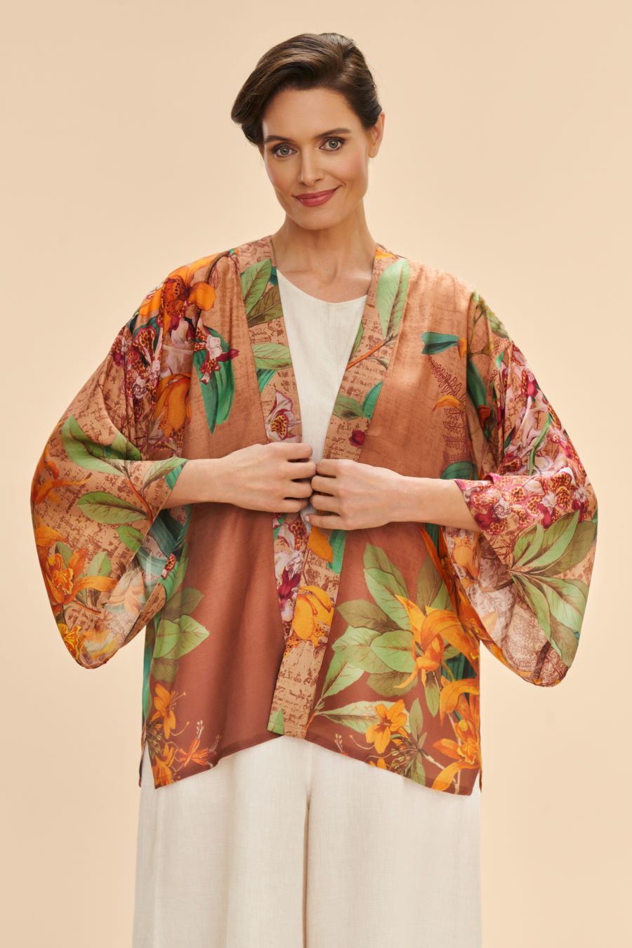 Botany Bliss Kimono Jacket - Taupe