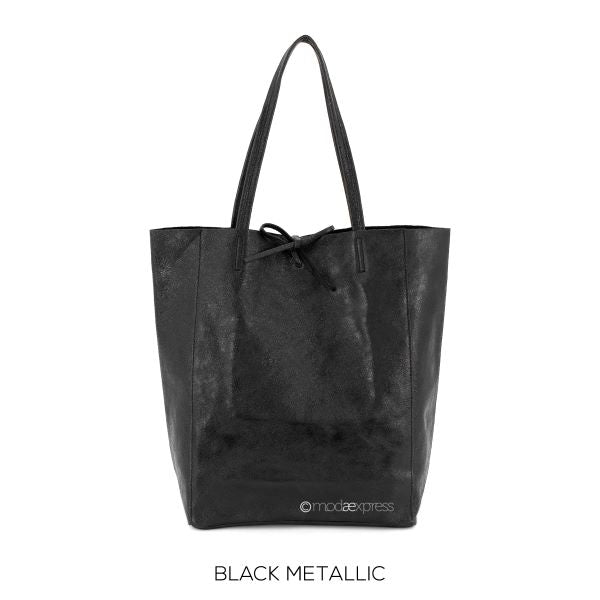 Metallic Leather Shopper