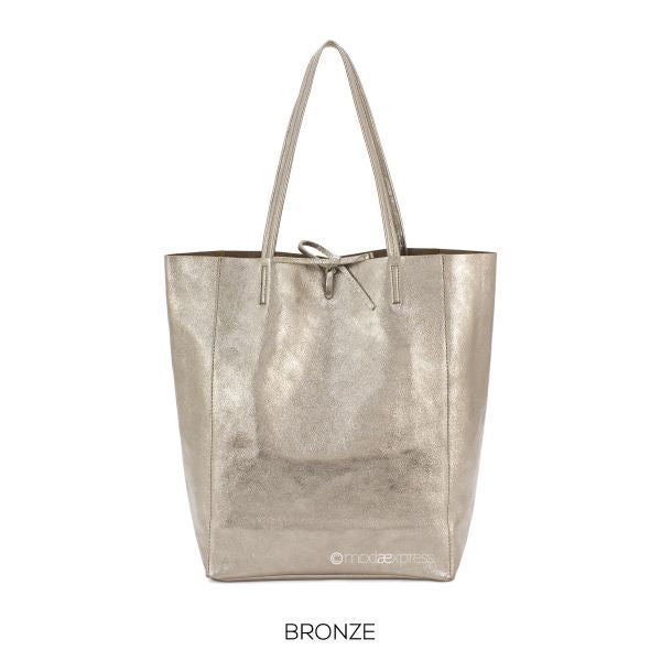 Metallic Leather Shopper