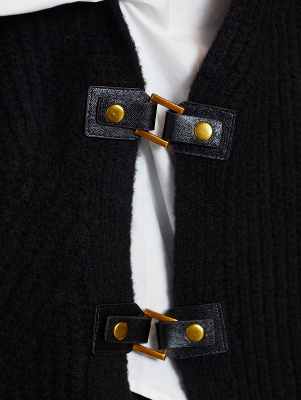 Knitted Waistcoat with Buckles in Black