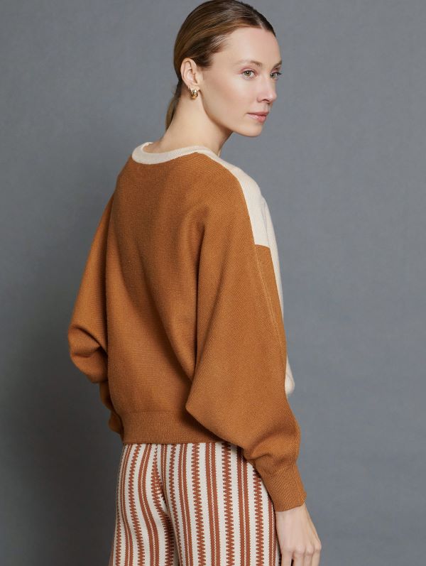 Bicolour Jumper in Warm Amber & Ivory