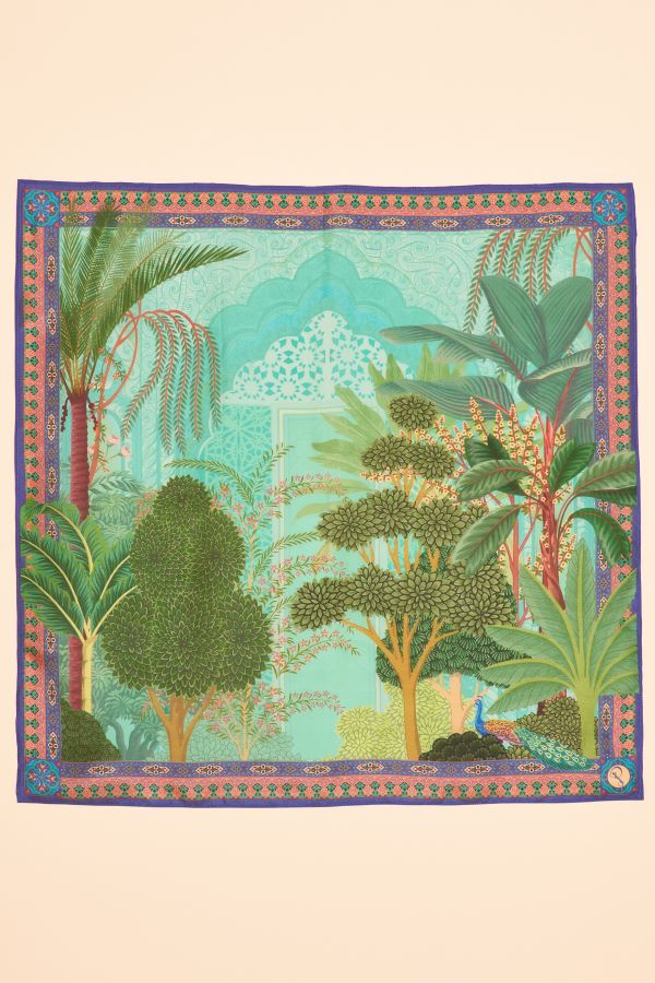 Secret Paradise in Aqua - Silk Square Scarf