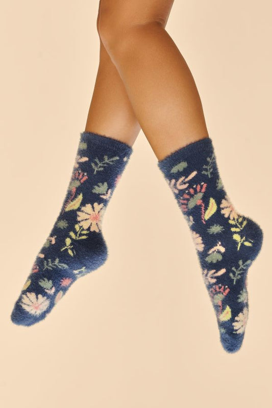 Watercolour Flowers Fuzzy Slipper Socks