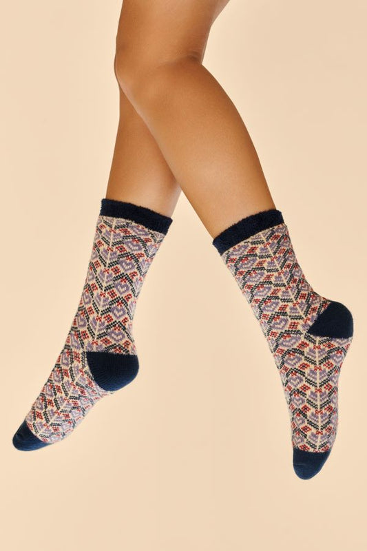 Fair Isle Cosy Socks in Cream