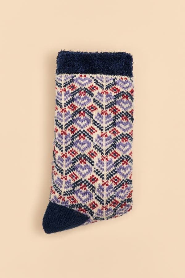 Fair Isle Cosy Socks in Cream