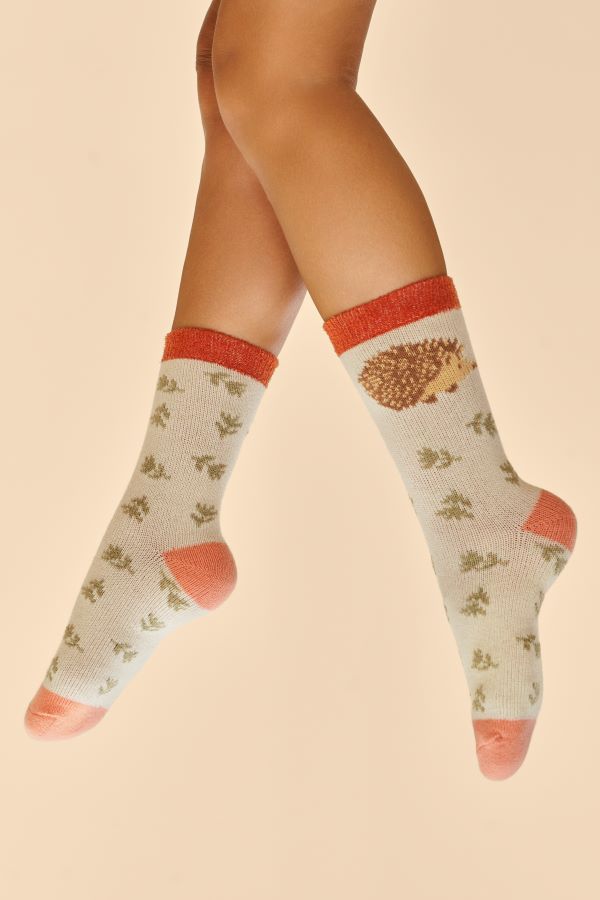 Happy Hedgehog Cosy Socks in Cream