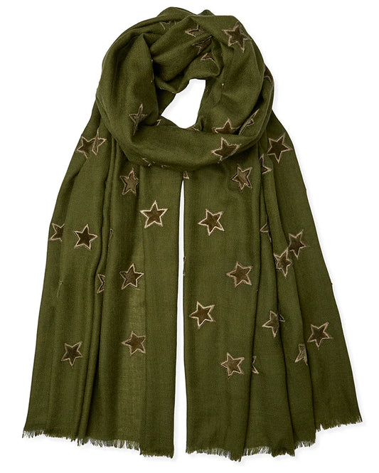 Velvet Star Cashmere Pashmina - Khaki/Khaki