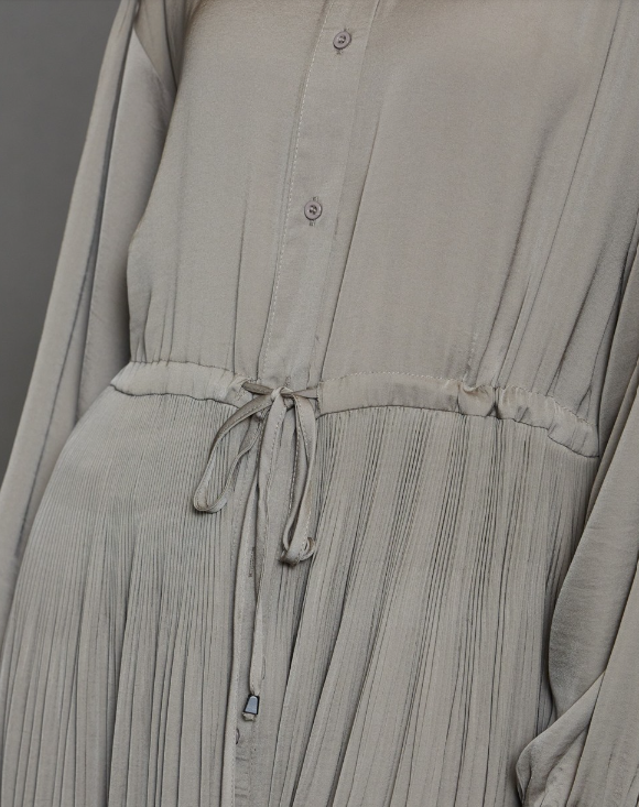 Pleated Maxi Dress in Mushroom Grey