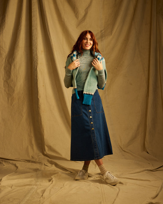 Ontario Buttoned Denim Skirt