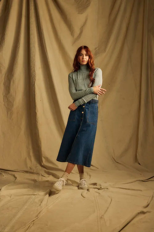 Ontario Buttoned Denim Skirt