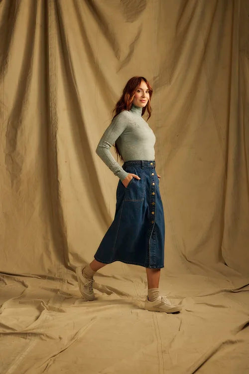 Ontario Buttoned Denim Skirt