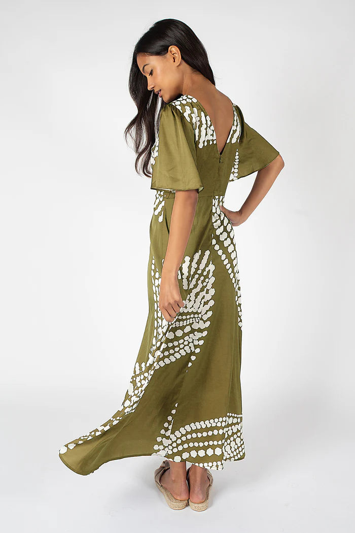 Rene Dress in Olive Abstract