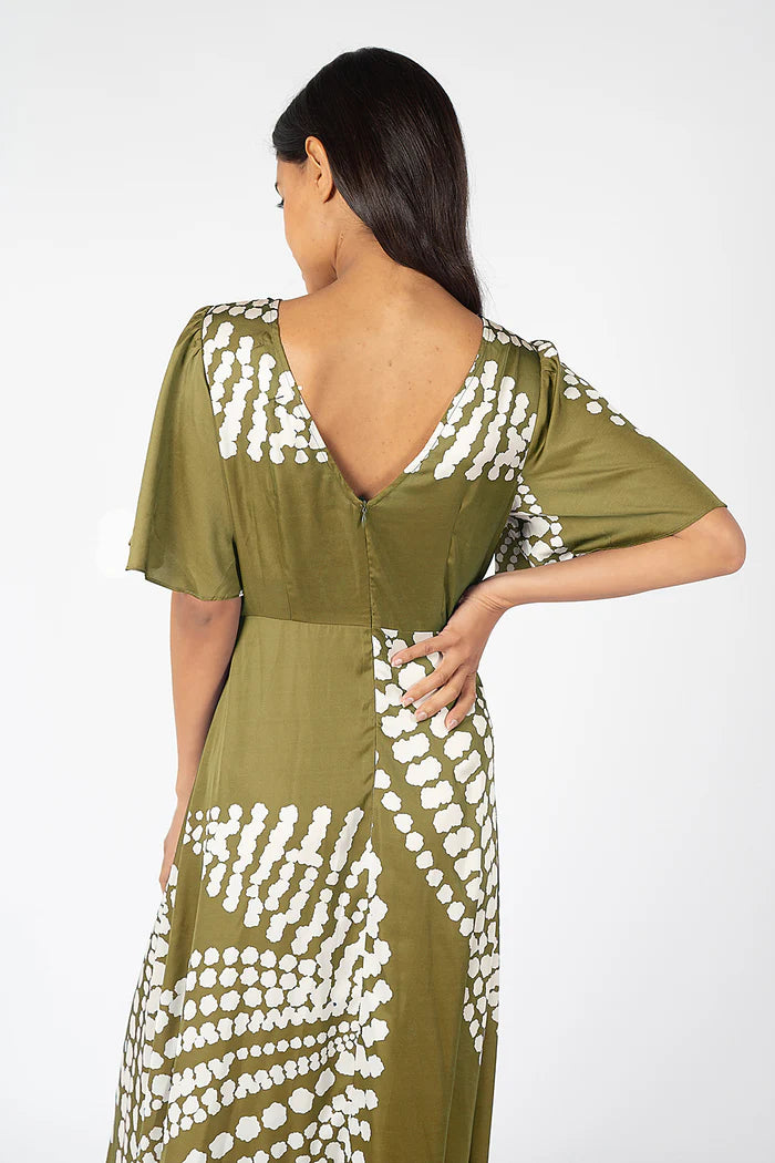 Rene Dress in Olive Abstract
