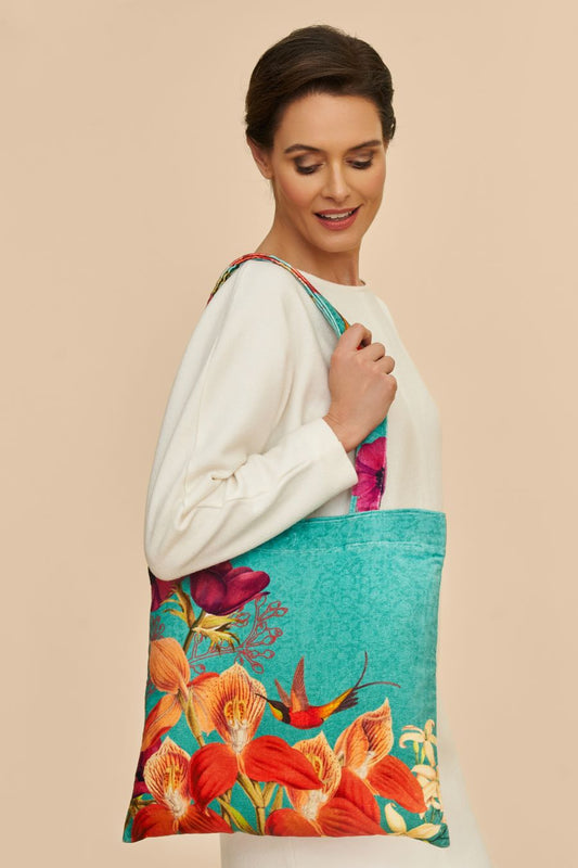 Hummingbird at Dusk Velvet Tote Bag