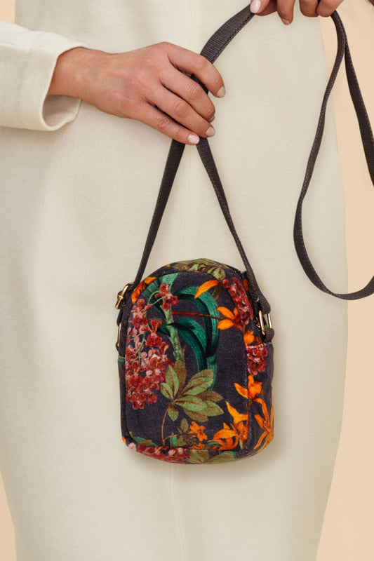 Velvet 'Out & About' Bag - Botany Bliss in Charcoal