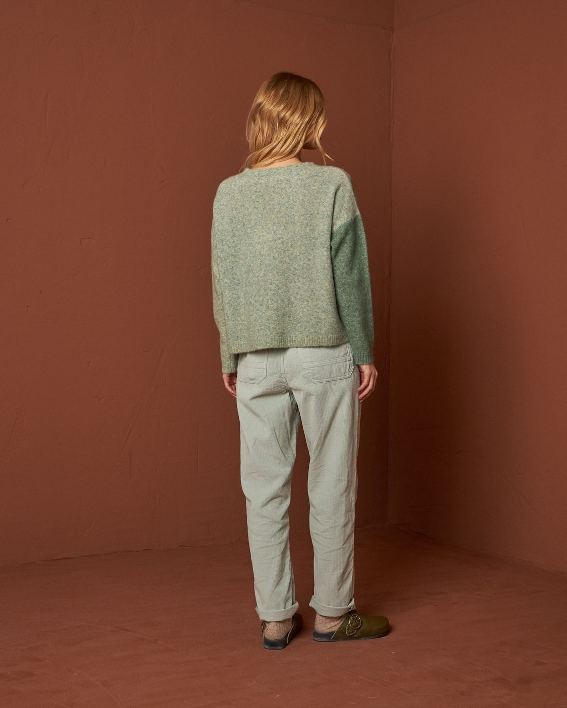 Cotton Cord Trousers in Aqua