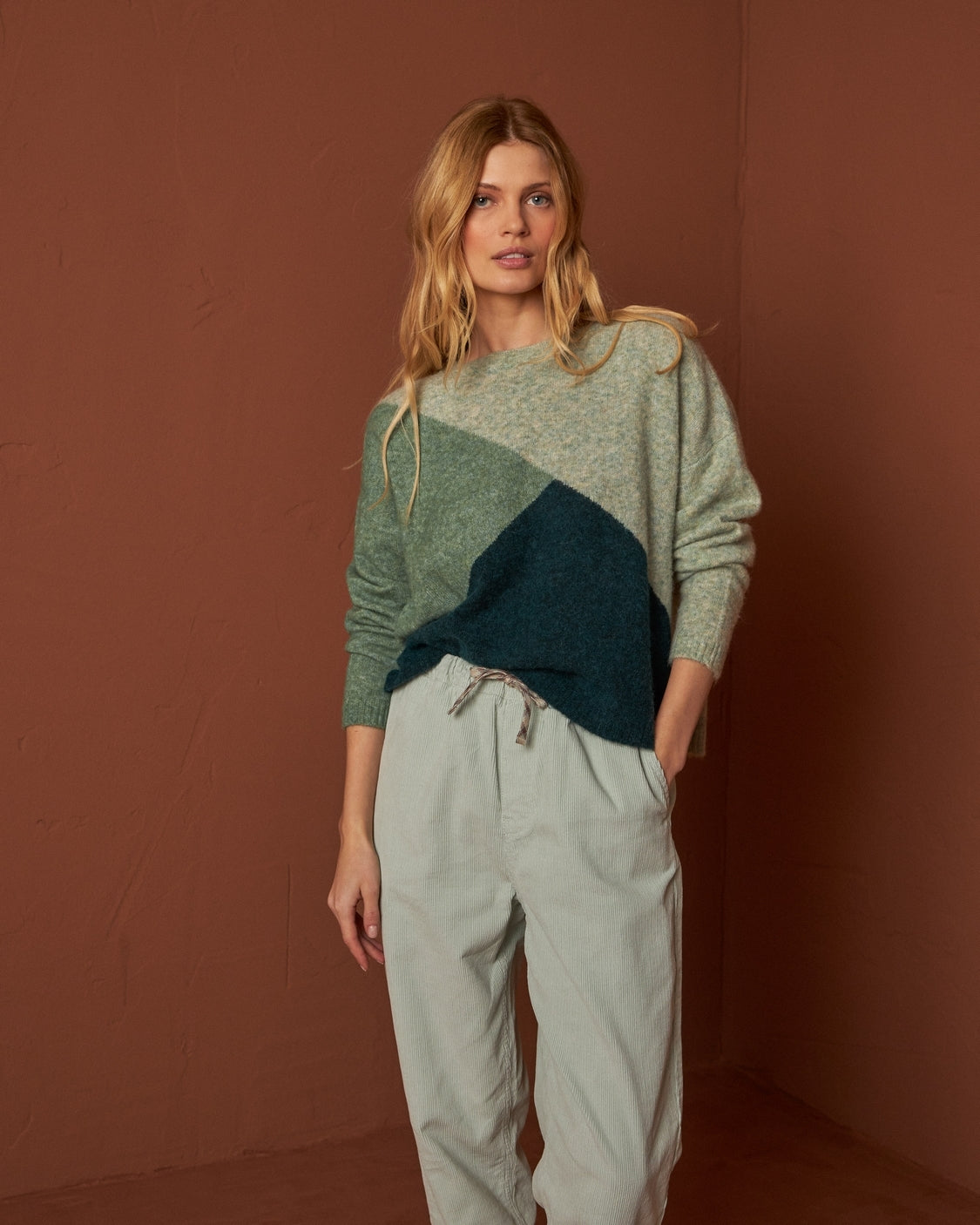 Cotton Cord Trousers in Aqua