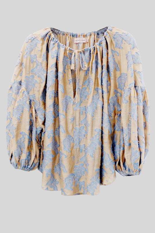 Wisdom and Pearls Trudie Blouse in Blue