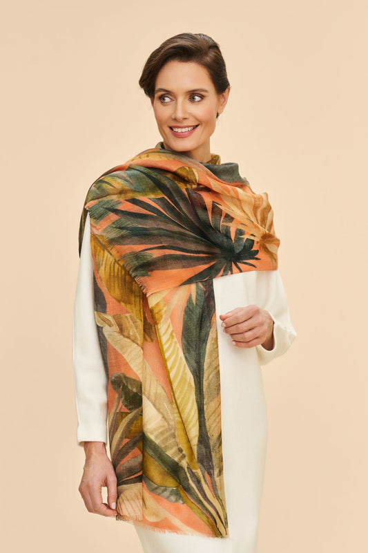 Wool Wrap Painted Palms Scarf