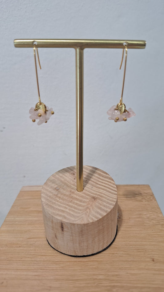 Cluster Drop Earrings in Pale Pink