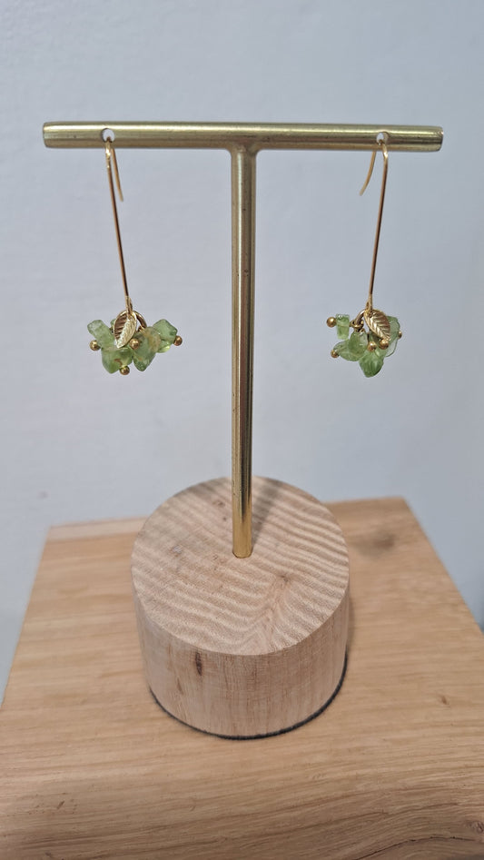 Cluster Drop Earrings in Green