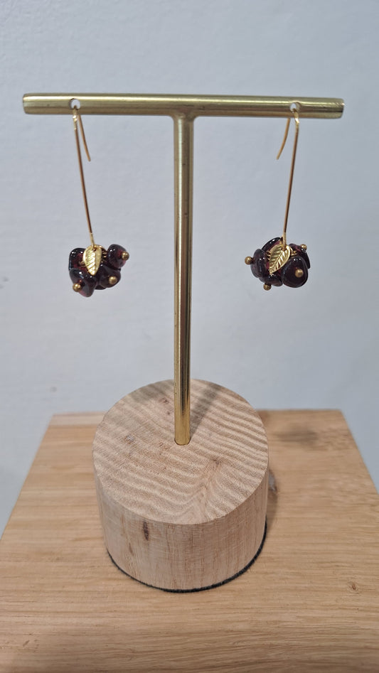 Cluster Drop Earrings in Deep Purple
