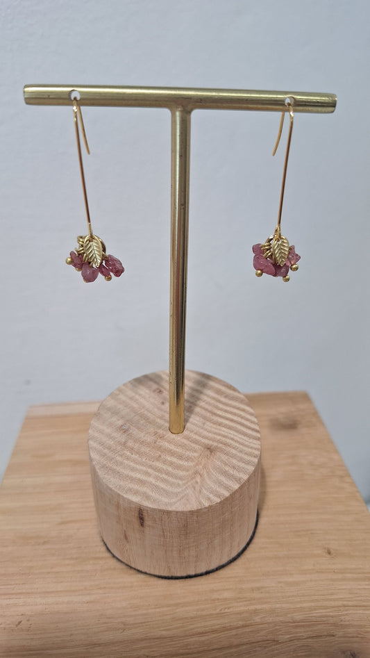 Cluster Drop Earrings in Pink