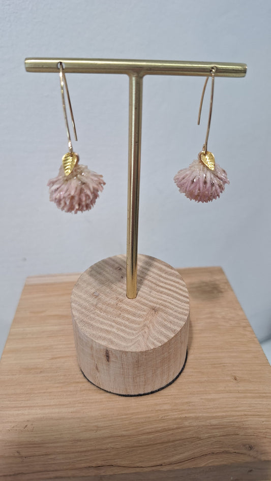 Large Clover Earrings in Pale Pink
