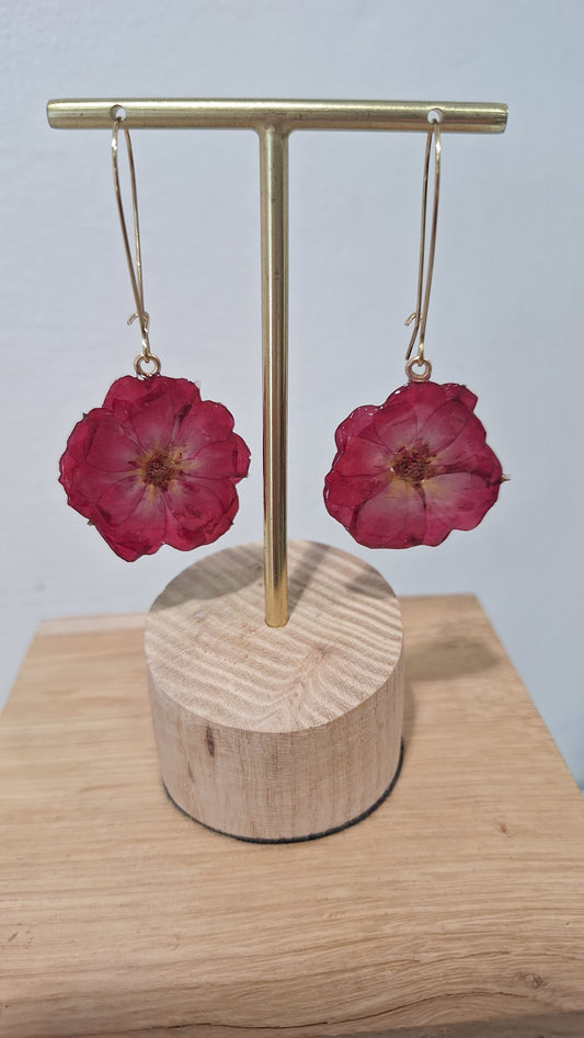 Cherry Blossom Earrings in Deep Pink