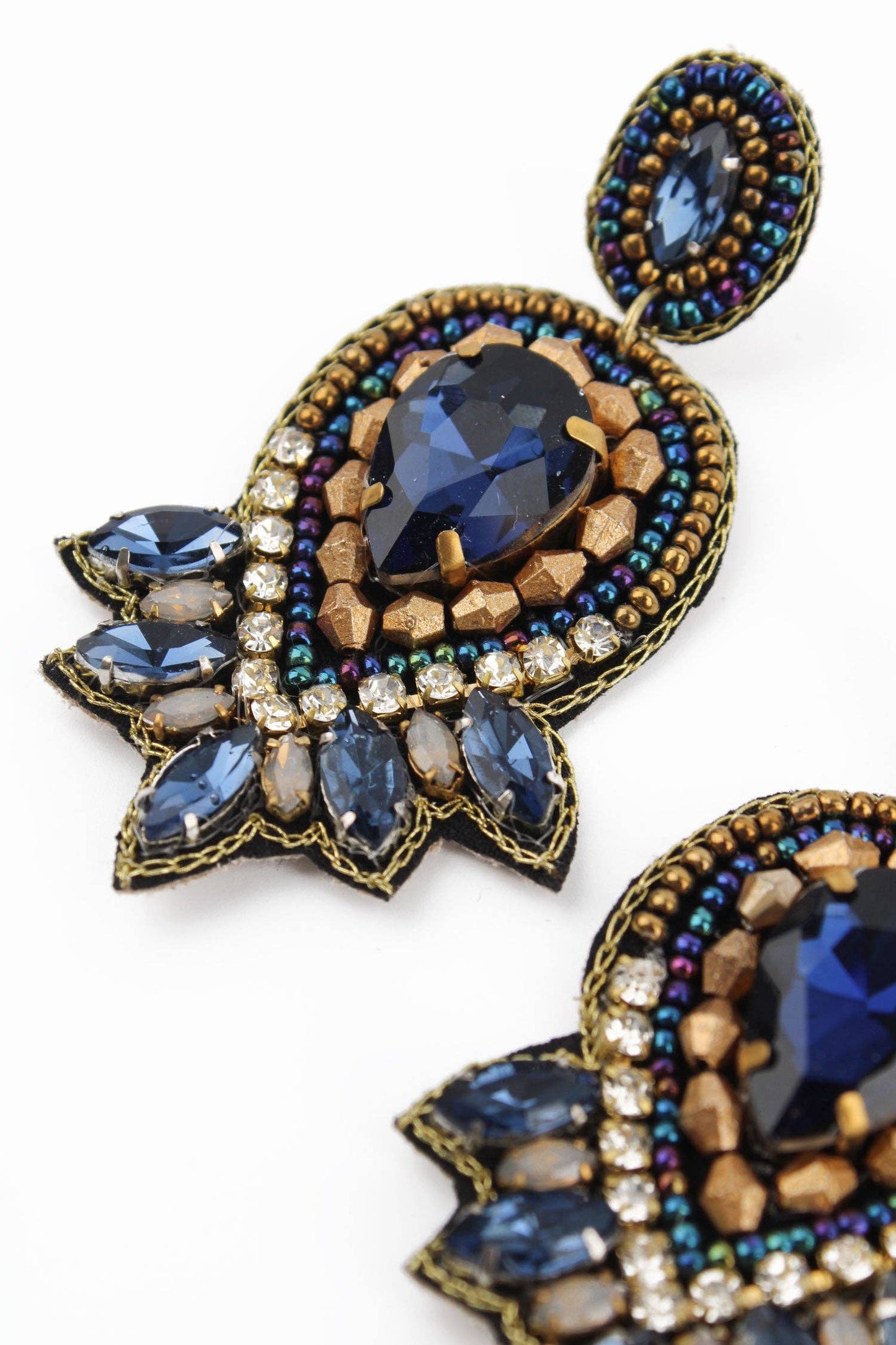 BLUE AND GOLD ART DECO EARRINGS