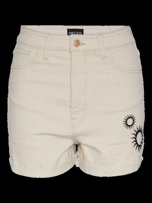 Cotton Turn-up Shorts in Cream