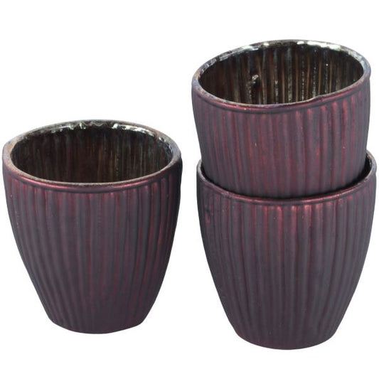 Ribbed Beaker Votive Small Matt Dark Red 7 x 7cm (Copy)