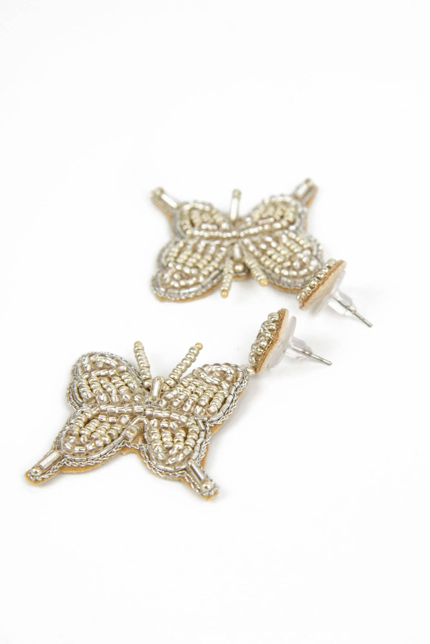 Silver Beaded Butterfly Drops