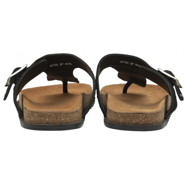 Denby Toe-Post Sandals in Black Suede