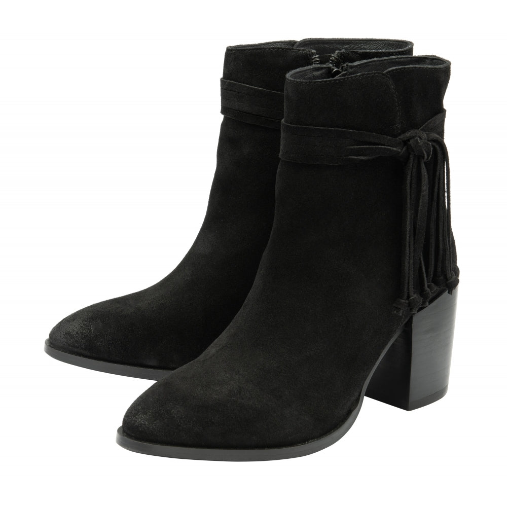 Black Suede Soran Heeled Ankle Boots