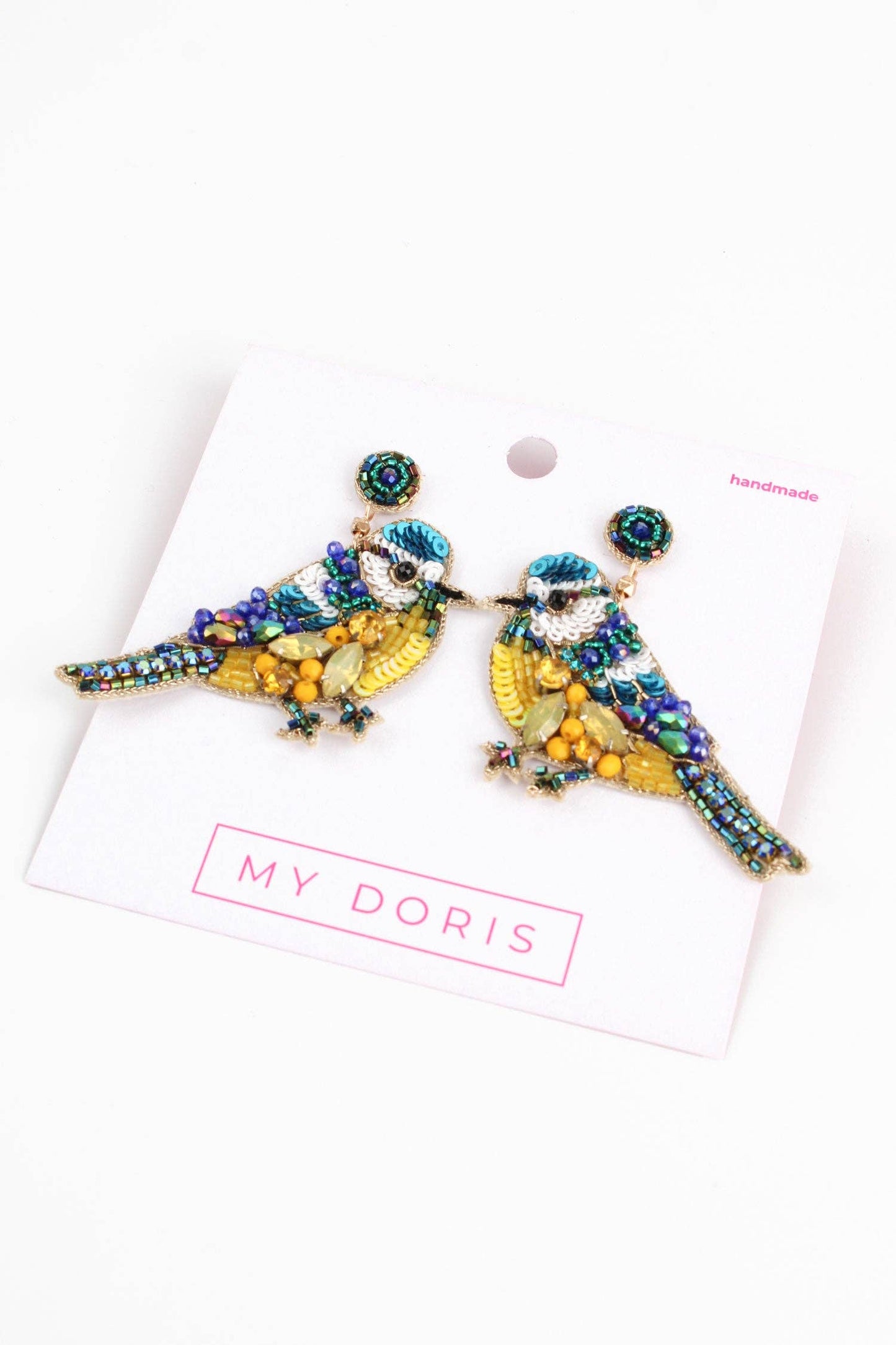 Beaded Blue Tit Earrings