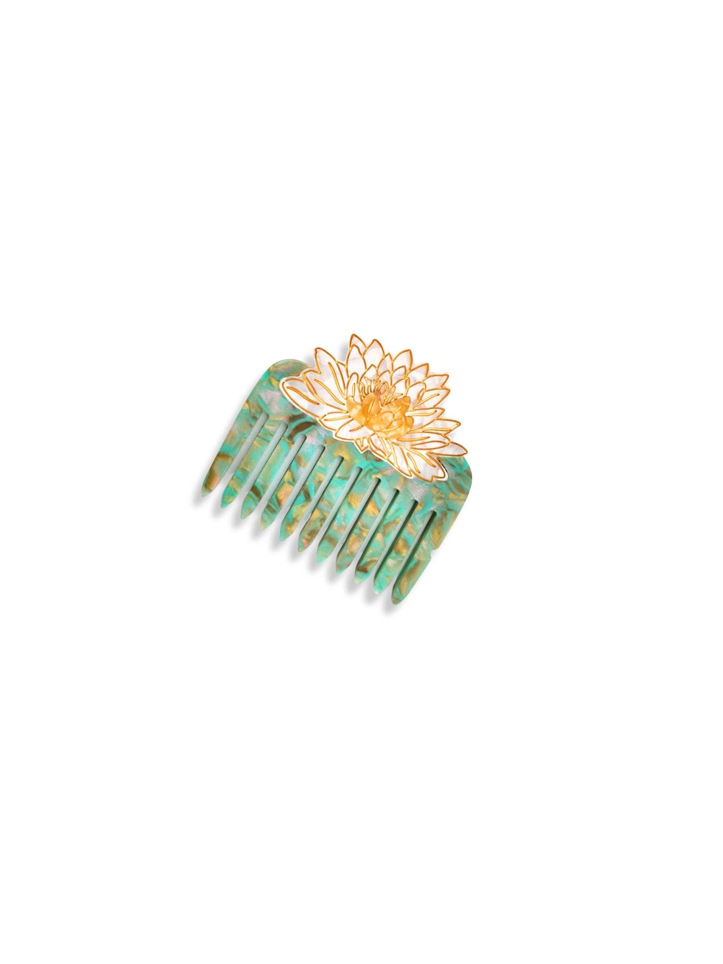 Hand-painted Waterlily Pocket Hair Comb