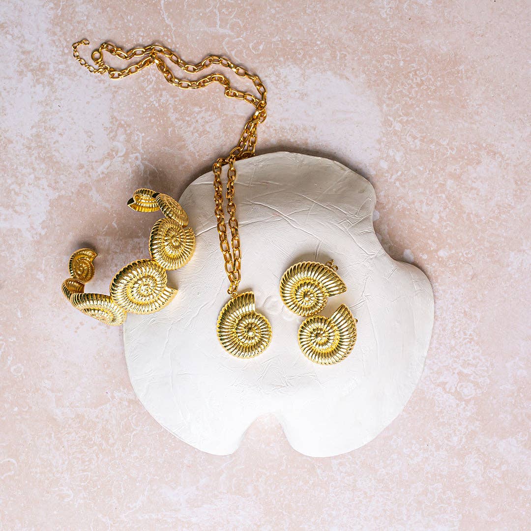 Ocean Shores Gold Shell Earrings