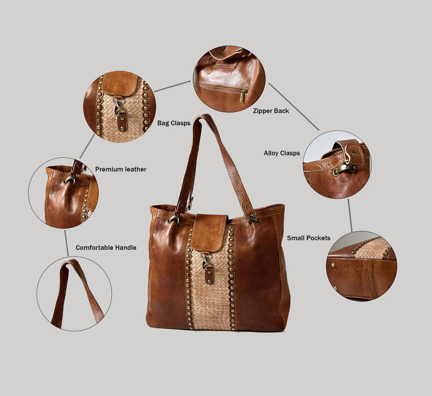 Handmade Woven Leather Shoulder Purse, Boho Leather Handbag