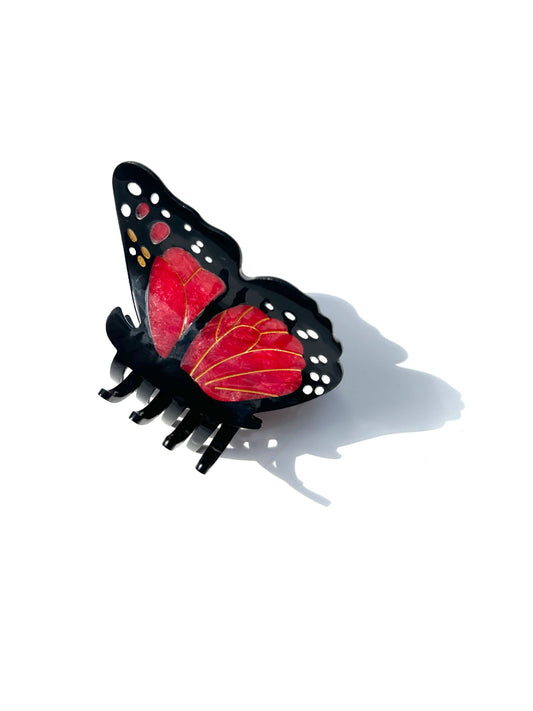 Red Hand-painted Limited Edition Monarch Butterfly Claw Clip