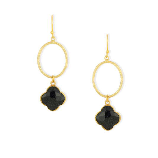 Clover Sunstone Hoop Earrings